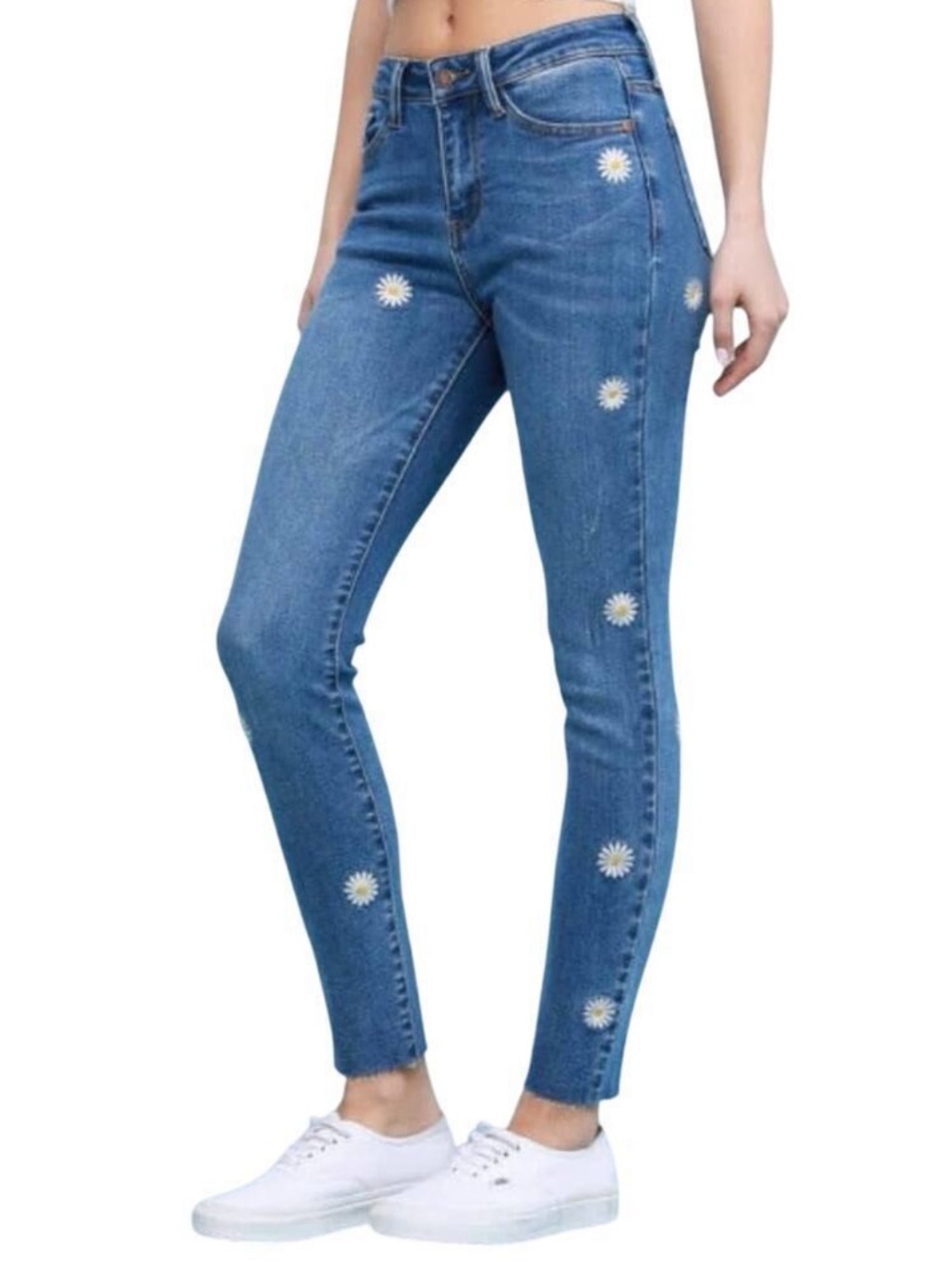 Judy Blue Daisy Embroidered Skinny Jeans